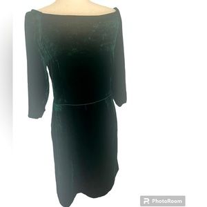 Loft‎ Emerald Green faux velvet dress 14